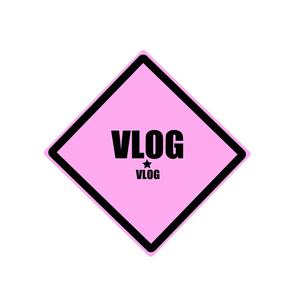 ピンクの背景のビデオブログ黒スタンプ テキスト - 写真・画像