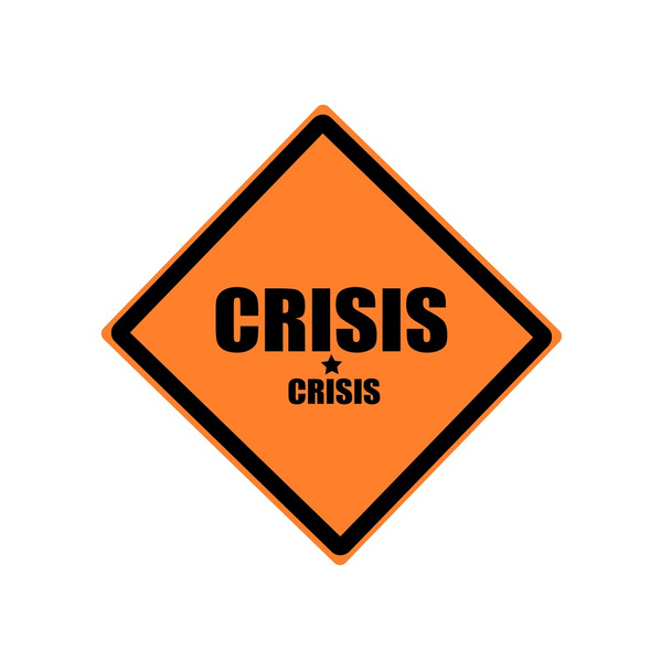 Crisis zwarte stempel tekst op oranje achtergrond - Foto, afbeelding
