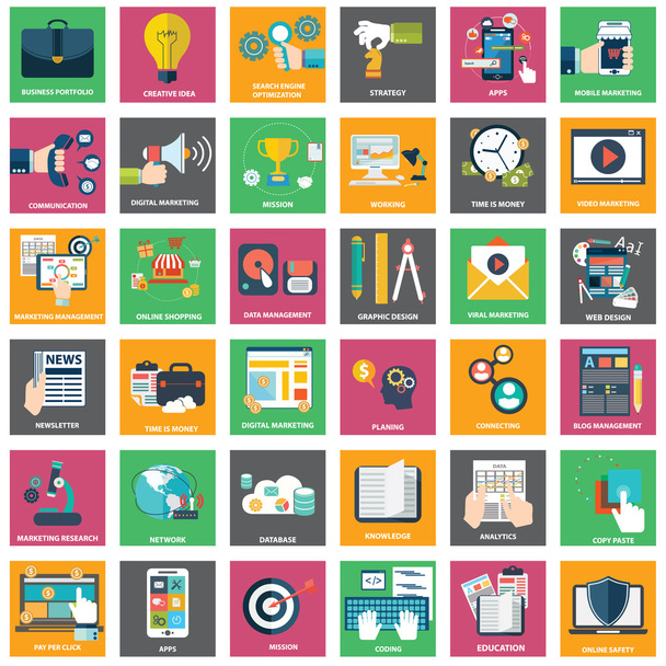 Icons of digital marketing - Vector, Image