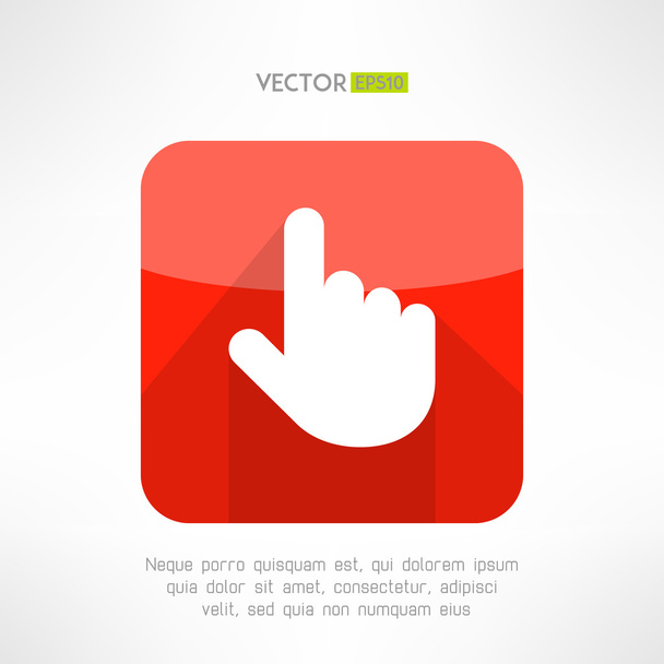 Finger pointer in modern flat design. Click button with long shadow. Choosing and interaction concept. Vector illustration. - Vector, Image