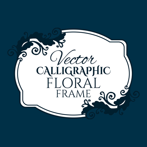Calligraphic vintage frame with floral pattern. - Vektor, kép