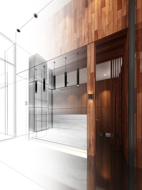 Sketch design of lobby ,3dwire frame render - Photo, Image