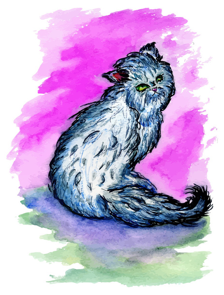Персидский эскиз кота
 - Вектор,изображение
