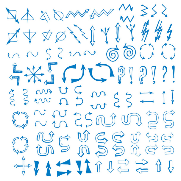 pijlen pictogrammen met de hand tekenen - Vector, afbeelding