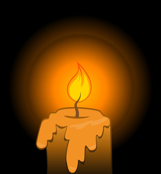Burning candle with dripping wax - Vector, afbeelding