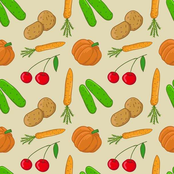 Seamless Pattern with vegetables - Vector, Image