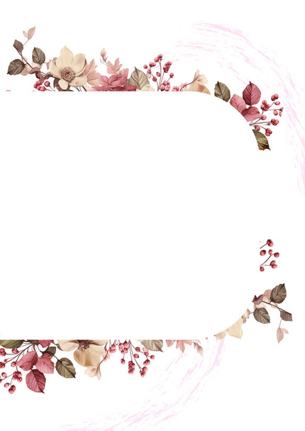 Plantilla colorida de invitación de fondo de corona con flora y flor - Vector, imagen