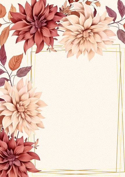 Invitación de acuarela de fondo moderno marrón y beige con flores y flores - Vector, imagen