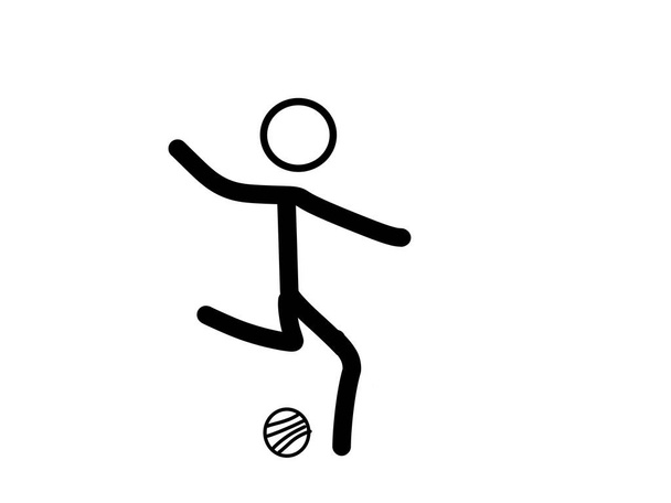 Immagine di una mano di stickman che prende a calci una palla. adatto per il tema dello sport calcistico - Foto, immagini