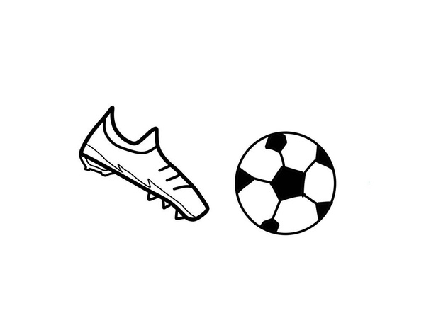 Immagine disegnata a mano di un pallone da calcio e scarpe. adatto al tema dello sport del calcio - Foto, immagini