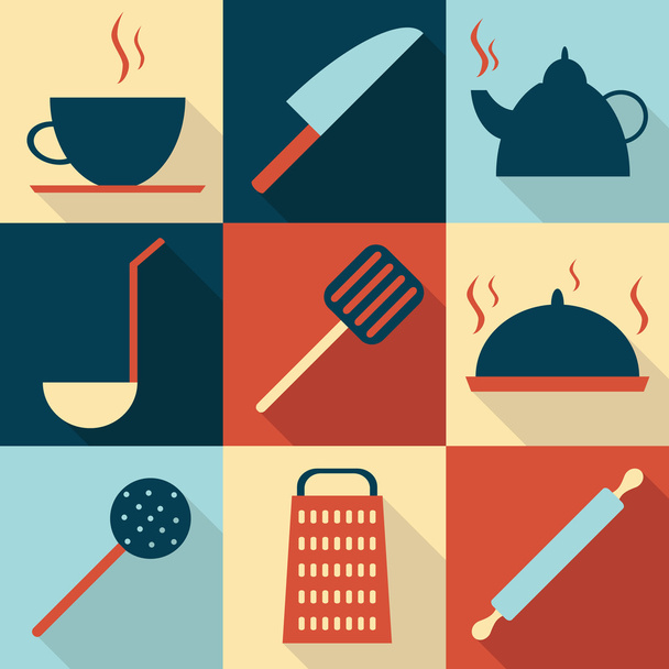 Mutfak eşyaları Icons set - Vektör, Görsel