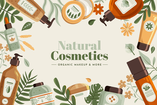 Natural cosmetics background in flat design - Foto, afbeelding