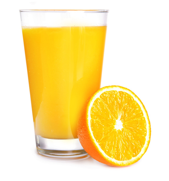 Glas sinaasappelsap geïsoleerd op wit - Foto, afbeelding