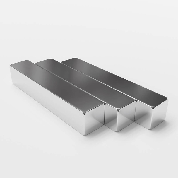 Neodymium magnets isolated on white background. 3D Rendering - Photo, Image