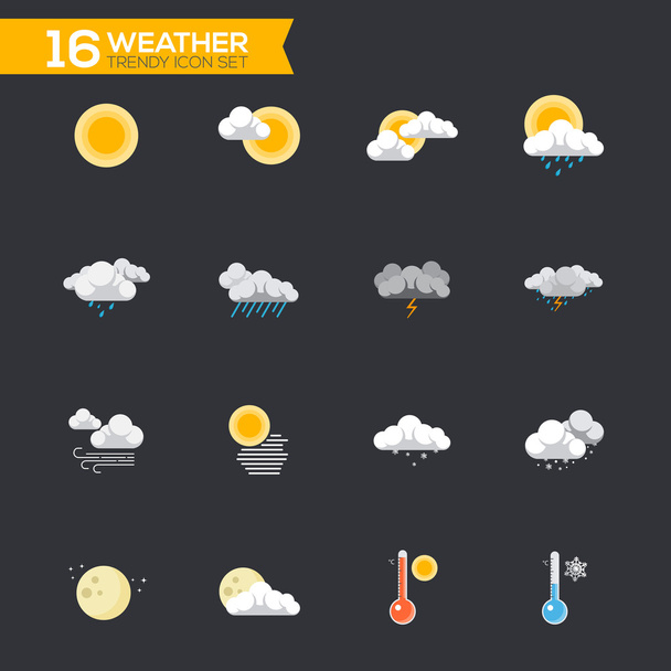 Flat weather Icons Set - Διάνυσμα, εικόνα