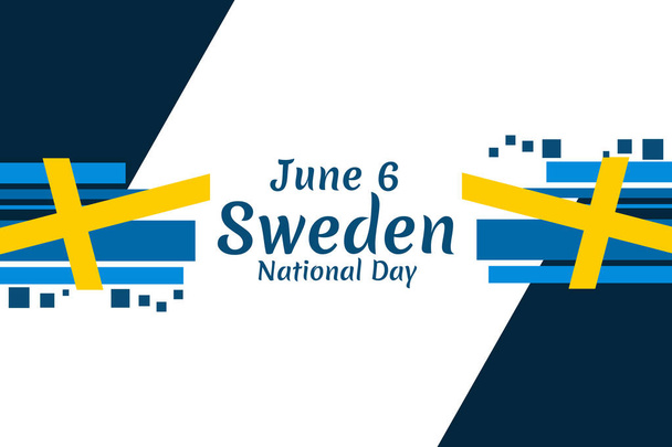 6 Ιουνίου, Εθνική Ημέρα. Happy Sweden National Day (Sveriges nationaldag) Εικονογράφηση διανυσμάτων. Κατάλληλο για ευχετήρια κάρτα, αφίσα και banner - Διάνυσμα, εικόνα