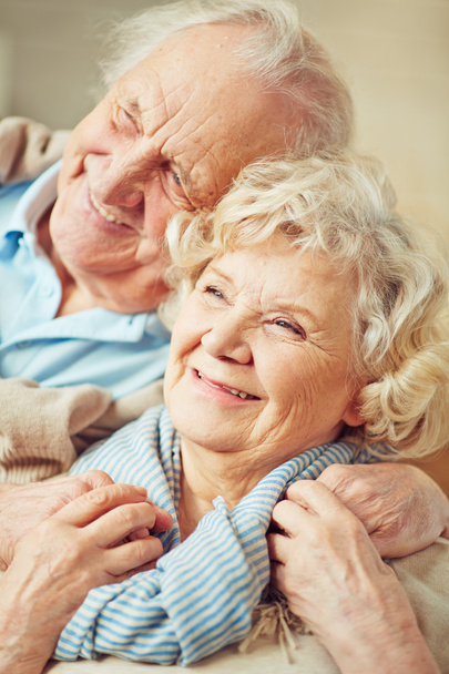 Happy elderly couple hugging - Photo, Image