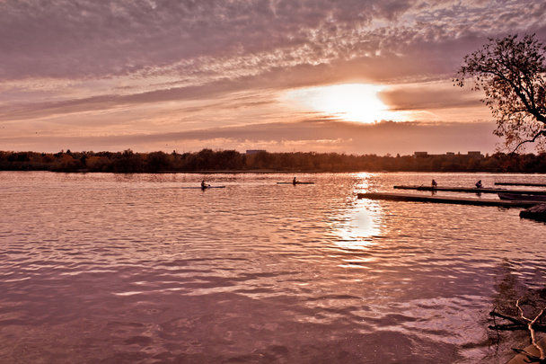 západ slunce nad jezerem wascana - Fotografie, Obrázek