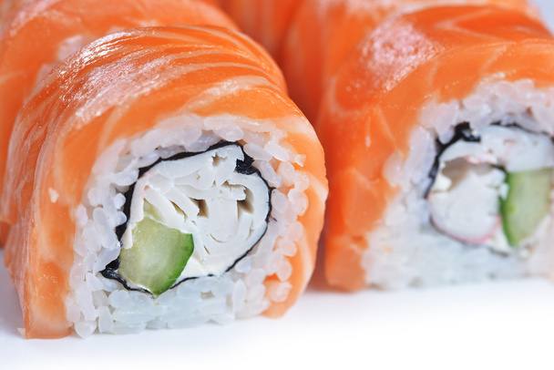 Sushi rolls with salmon - Фото, зображення