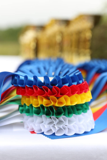 Прекрасные конные призы и награды для участников летнего конного мероприятия под открытым небом - Фото, изображение