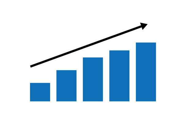 Gradually increasing arrow and bar graph silhouette icon. Vector. - Vector, Image