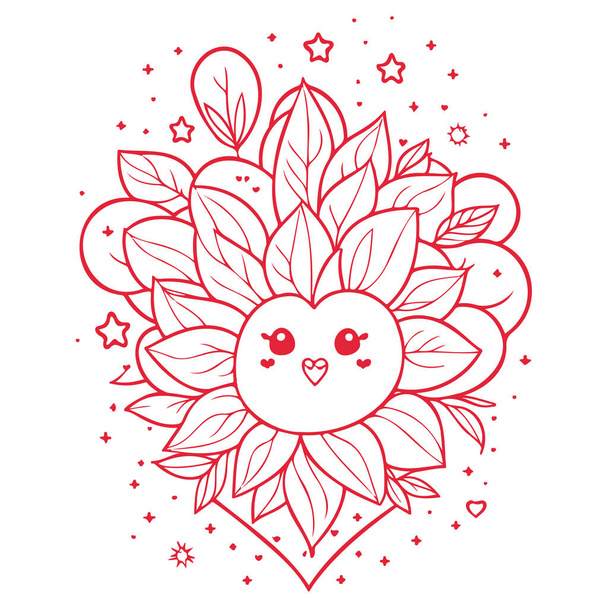 Rouge abstrait valentine amour étoile coeur fleur illustration élément - Vecteur, image