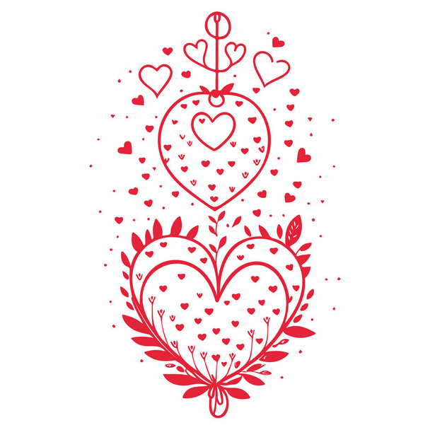 Red Doodle Kinder lieben Blume valentine Illustration Element - Vektor, Bild