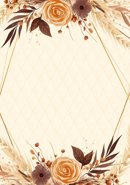 Marrón blanco y beige elegante acuarela fondo con flora y flor - Vector, imagen