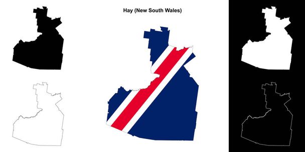 Hay (New South Wales) outline map set - Vector, Image
