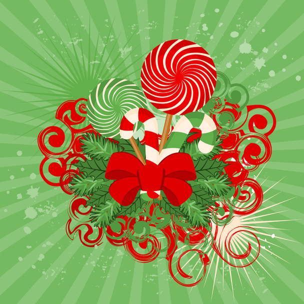 Cane de caramelo de Navidad decorado
 - Vector, Imagen