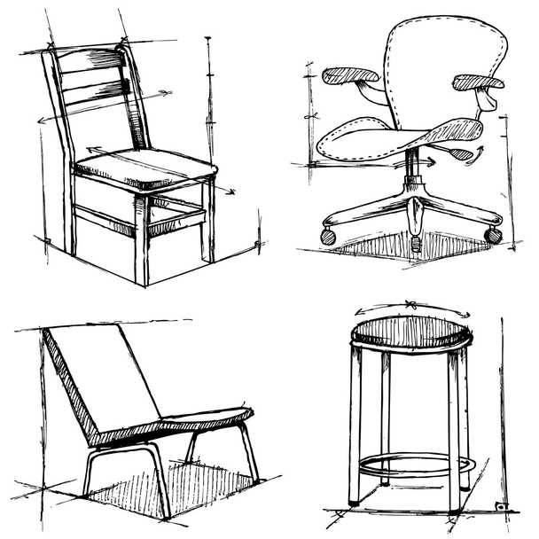 Stühle Zeichnungen - Vektor, Bild