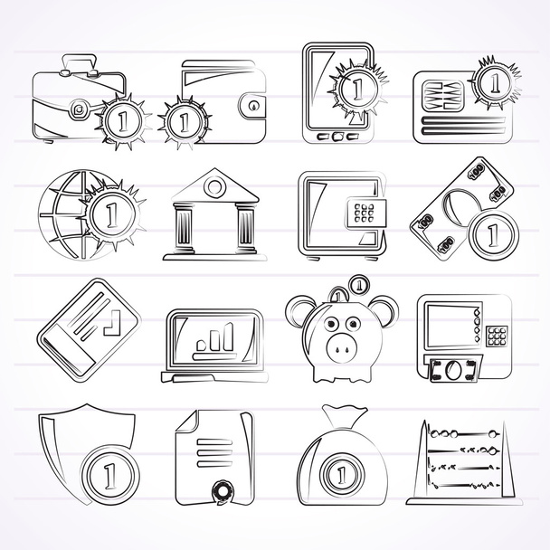 Financial, banking and money icons - Vettoriali, immagini