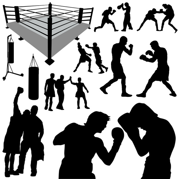 Boxing silhouettes - Vector, Image