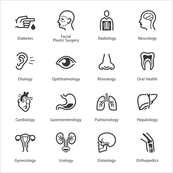 Medizin & Gesundheitswesen Symbole Set 1 - Spezialitäten - Vektor, Bild
