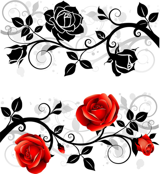 Украшение с розами
 - Вектор,изображение
