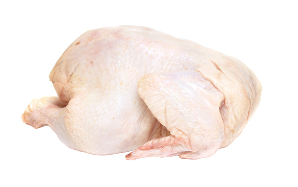 Сырая курица на белом фоне
 - Фото, изображение