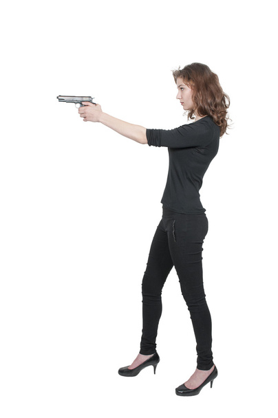 Mujer con pistola
 - Foto, imagen