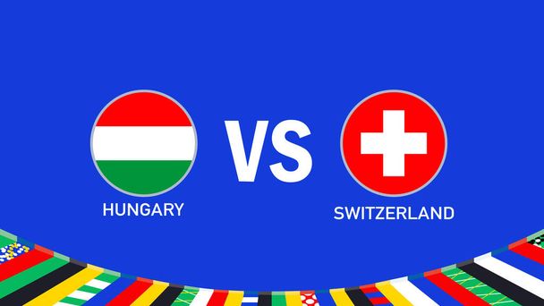 Hungary And Switzerland Match Emblem Design European Nations 2024 Teams Countries European Germany Football Symbol Logo Vector Illustration - Vector, Image