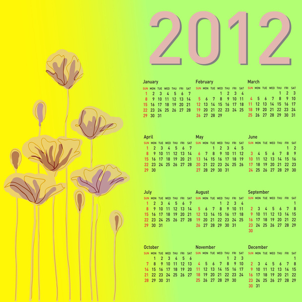 Стильний календар з квітами на 2012 рік
. - Фото, зображення