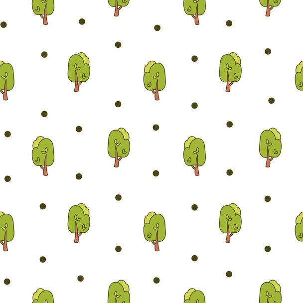 Deciduous tree. Seamless pattern. Forest flora, agricultural garden and nature park plant. Hand drawn style. Vector drawing. Design ornaments. - Vector, Image