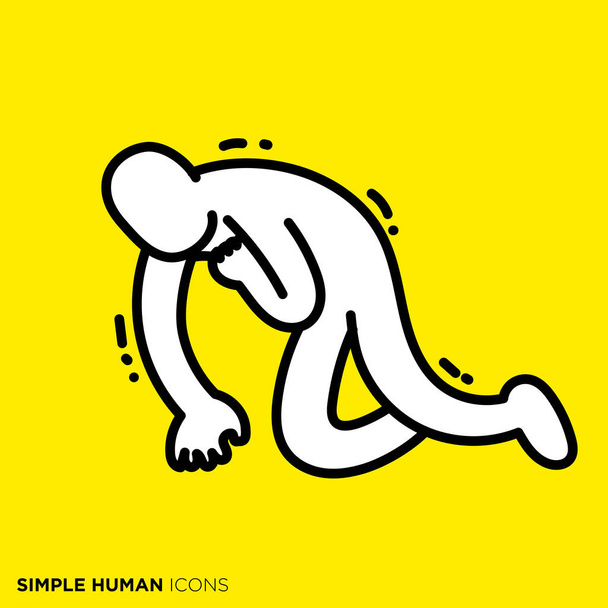 Jednoduchá série lidských ikon, člověk ležící v bolestech - Vektor, obrázek