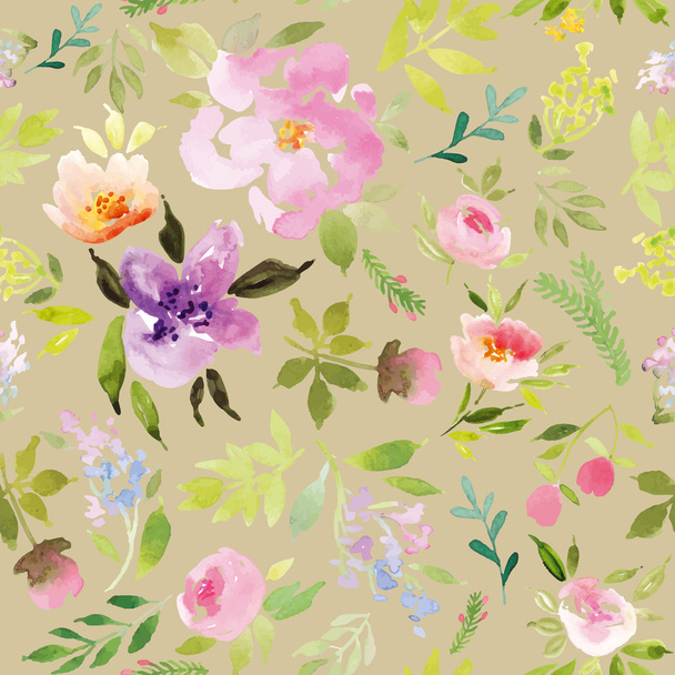 Watercolor flower pattern - Vettoriali, immagini