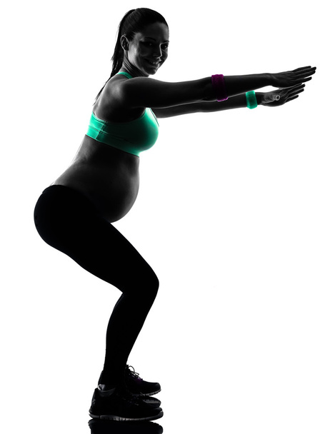 pregnant woman fitness exercises silhouette - Foto, imagen