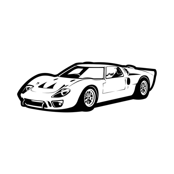 Classic American Sport Monochrome Car Muscle Car Silhouette Vector Isolated - Vector, Image