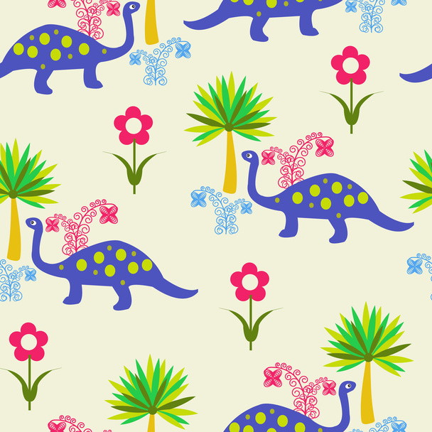 pattern with Cute Cartoon Dinosaurs - Vecteur, image