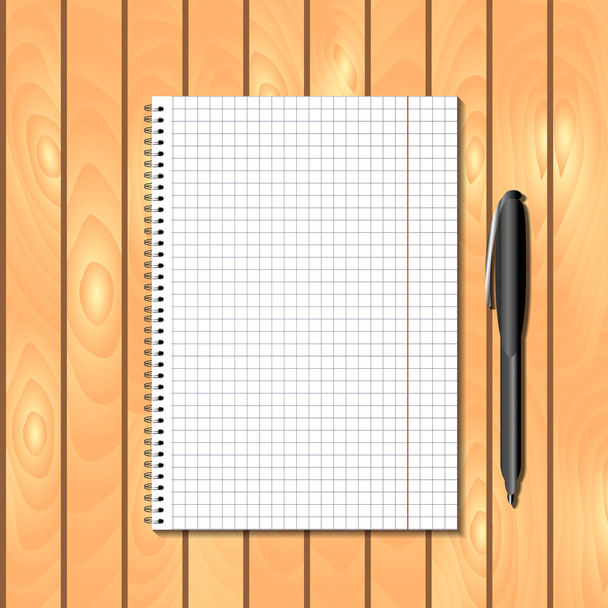 Спіральний прив'язаний блокнот з ручкою
 - Вектор, зображення