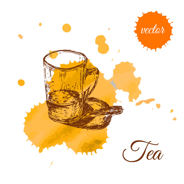tasse de thé en verre - Vecteur, image