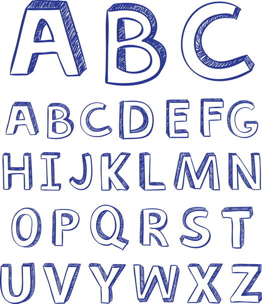 Hand drawing alphabet. vector for design - Vector, Imagen