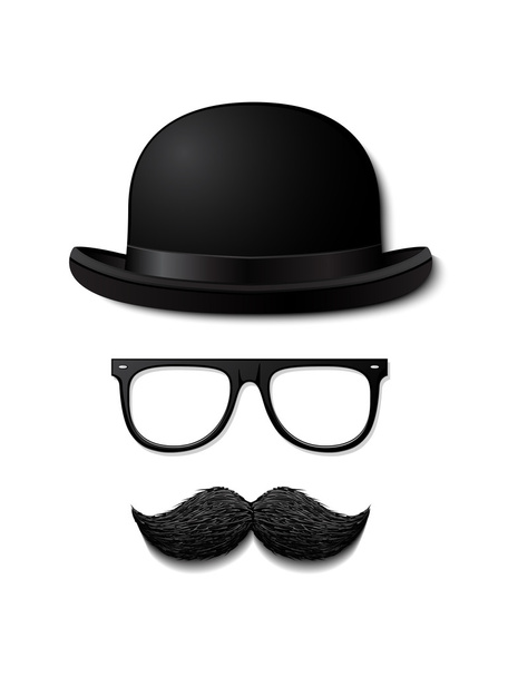 Gentleman in hat with moustache - Vettoriali, immagini