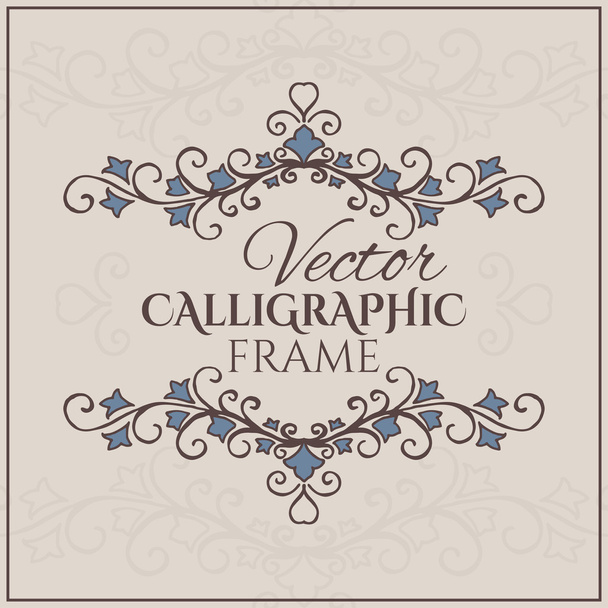Calligraphic vintage frame with flowers. - Vetor, Imagem